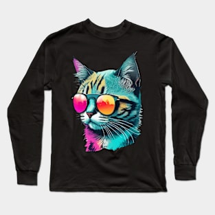 Summer cat with sunglasses Long Sleeve T-Shirt
